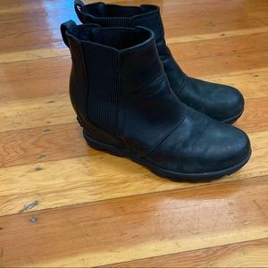 Sorel Joan of Arctic Black Women's Wedge Chelsea Boots (1808551010) sz 8.5